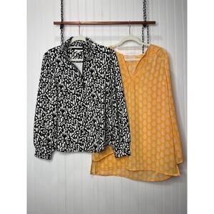 Michael Kors Yellow Embroidered Blouse & Chico’s French Terry Pullover Bundle L
